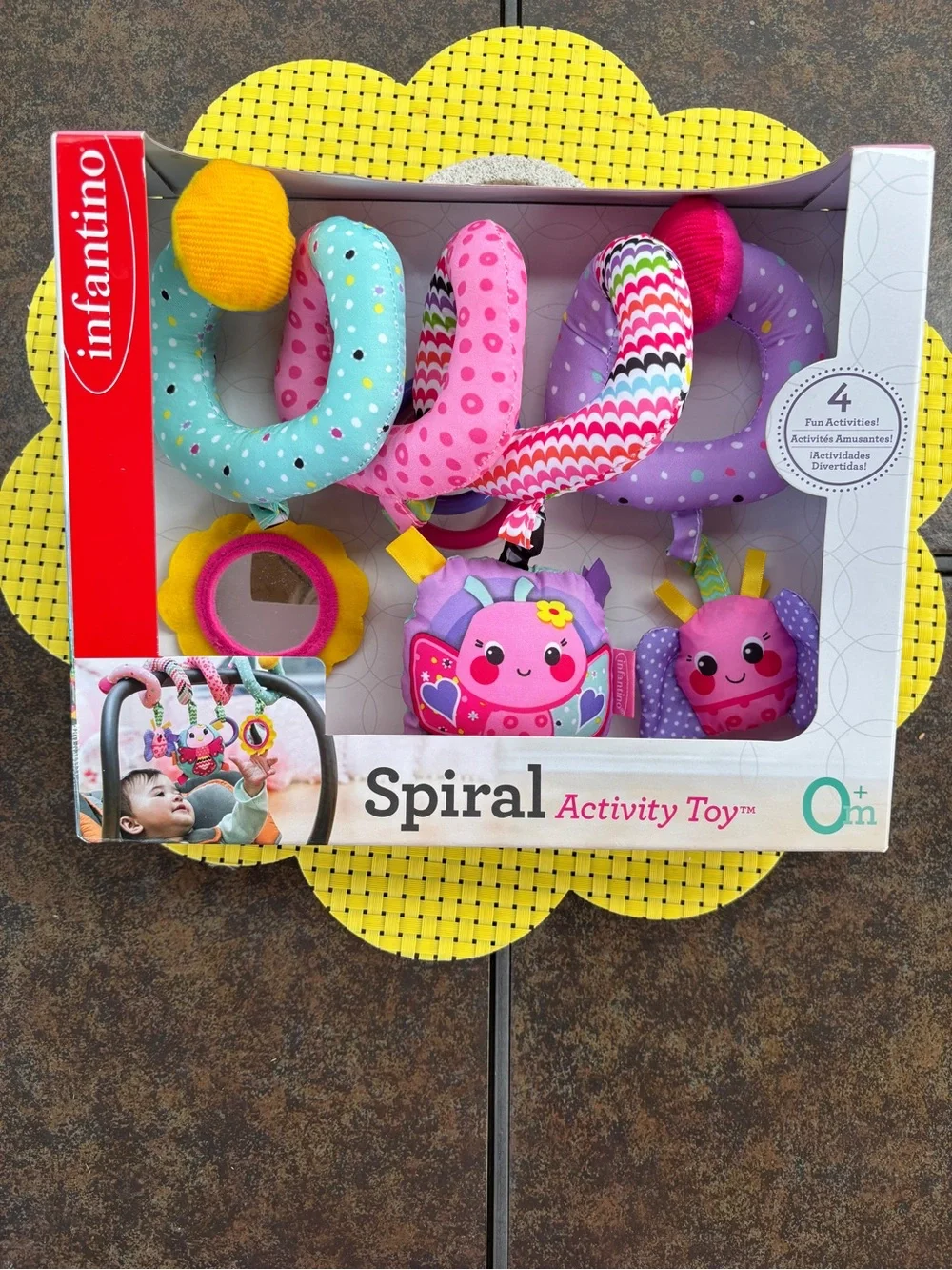 Infantino Spiral Activity Toy – Pink, Purple, Teal, Yellow & Red - New